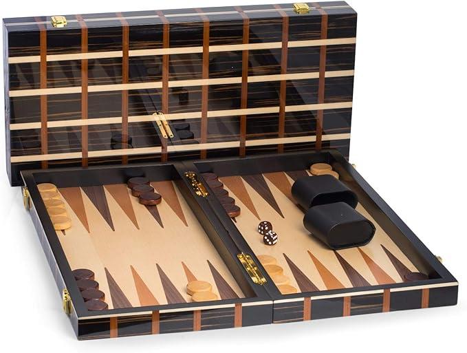 Bey-Berk Leo Wood Backgammon Set - 21”