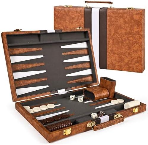Ropoda Backgammon Set — 15" Leather Case