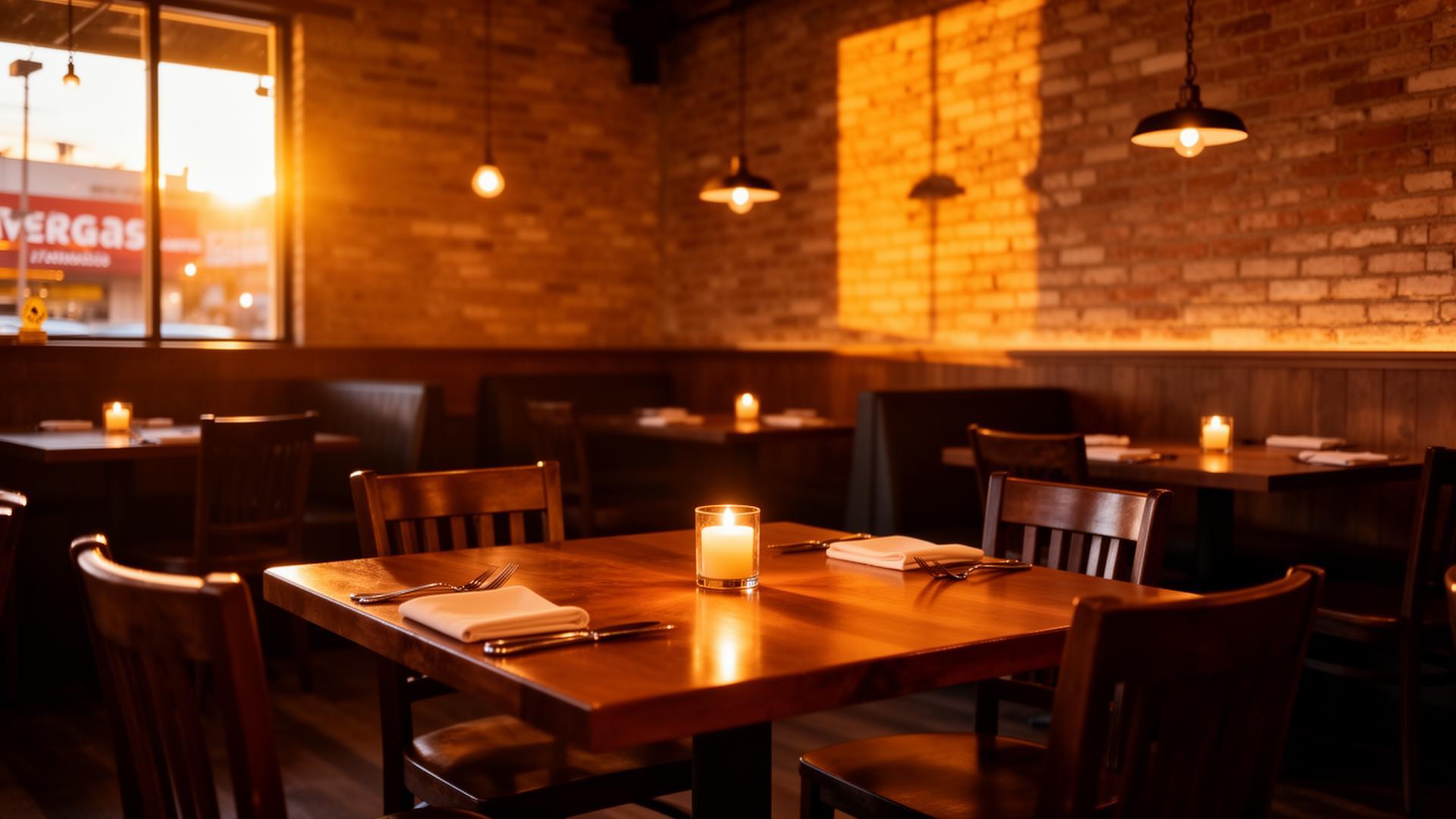Warm candlelit restaurant venue