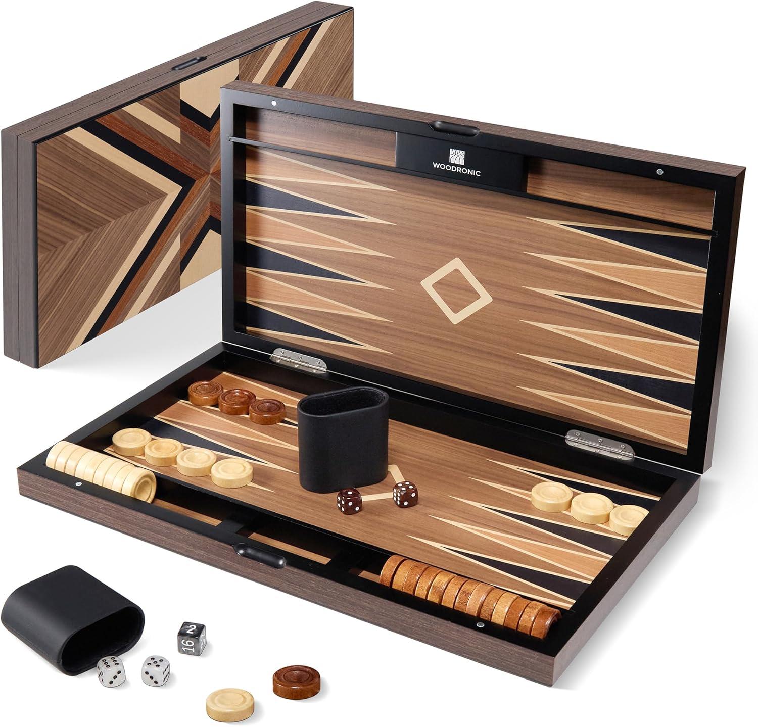 Wooden Backgammon Set for Adults – 19"